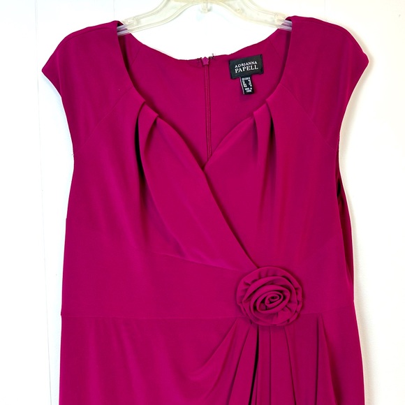 Adrianna Papell Fuchsia Faux Wrap Semi Formal Dress Plus Size 14 - Picture 3 of 8